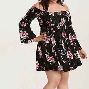 Torrid Floral Print Challis Smocked Dress